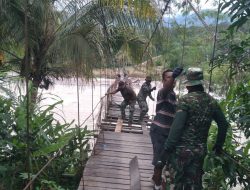 Kodim 0108/Agara Rehabilitasi Jembatan Gantung Penghubung Dua Desa di Kecamatan Ketambe, Aceh Tenggara